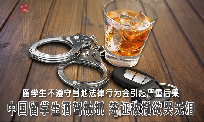中国留学生酒驾被抓 签证被撤欲哭无泪