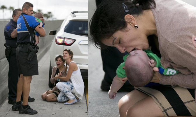 女子公路边抢救婴儿性命图片登世界各大媒体(组图)